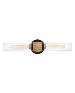 Ellison 2 lt Wall Light - Black with Heritage Brass