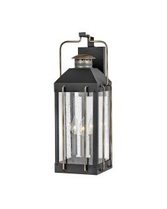 Fitzgerald 3 Light Large Wall Lantern - Textured Black with Burnished Bronze