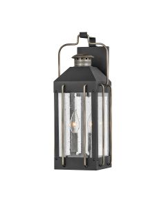 Fitzgerald 2 Light Medium Wall Lantern - Textured Black with Burnished Bronze