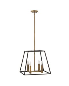 Fulton 4 Light Pendant Chandelier - Bronze and Brass