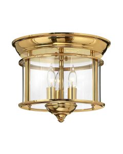 Gentry 3 Light Flush - Polished Brass