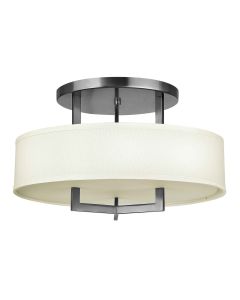 Hampton 3 Light Semi-Flush - Antique Nickel, Ivory Shades