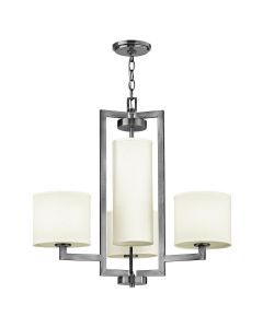 Hampton 4 Light Chandelier - Antique Nickel, Ivory Shades