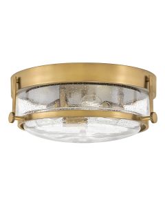 Harper 3 Light Flush - Heritage Brass, Steel, Clear Seeded Glass