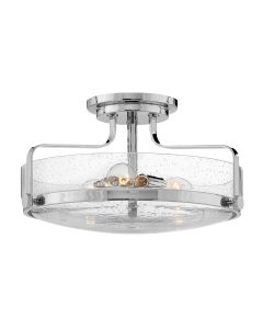 Harper 3 Light Medium Semi-Flush - Polished Chrome, Steel, Clear Seeded Glass