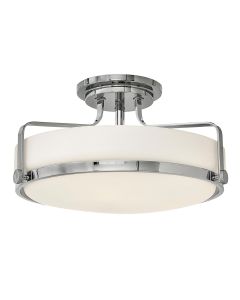 Harper 3 Light Medium Semi-Flush - Polished Chrome, Steel, Opal Etched Glass