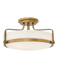 Harper 3 Light Medium Semi-Flush - Heritage Brass, Steel, Opal Etched Glass