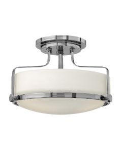 Harper 3 Light Small Semi-Flush - Polished Chrome, Steel, Opal Etched Glass