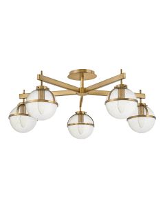 Hollis 5 Light Semi-Flush - Heritage Brass