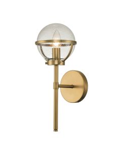 Hollis 1 Light Wall Light - Heritage Brass, Steel, Clear Seeded Glass
