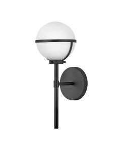 Hollis 1 Light Wall Light - Black, Steel, Opal Glass