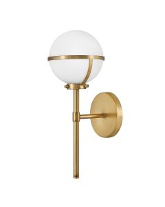 Hollis 1 Light Wall Light - Heritage Brass, Steel, Opal Glass