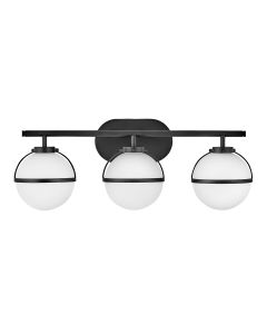 Hollis 3 Light Wall Light - Black, Steel, Opal Glass