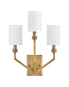 Moore 3 lt Large Wall Light - Heritage Brass with Ivory Linen Shade