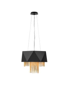 Zuma 6 Light Pendant - Satin Black / Gold