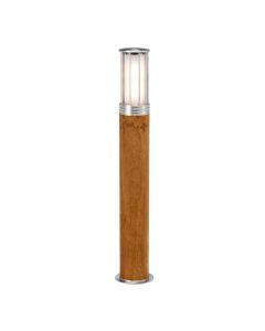 Hornsea 1 Light Bollard - Teak with Stainless Steel