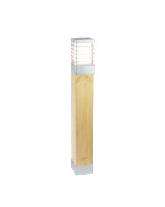 Halmstad Large Bollard Natural Wood & Galvanised
