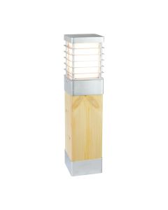 Halmstad Medium Bollard Natural Wood & Galvanised