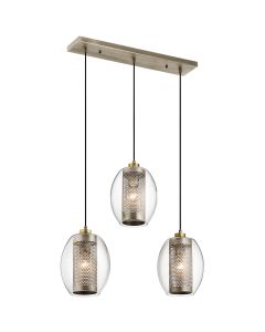 Asher 3 Light Pendant Rectangle - Antique Pewter