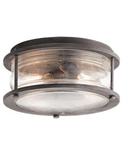 Ashland Bay 2 Light Outdoor Ceiling Flush - Weathered Zinc