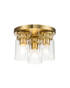 Brinley 3 Light Flush - Brushed Brass