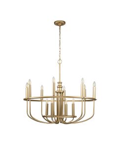 Capitol Hill 12 Light Chandelier - Painted Natural Brass