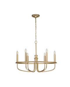 Capitol Hill 6 Light Chandelier - Painted Natural Brass