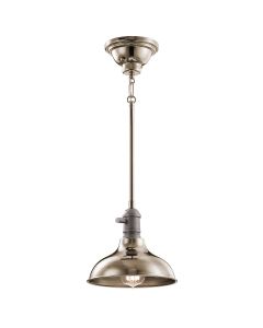 Cobson 1 Light Mini Pendant - Polished Nickel - Natural Brass