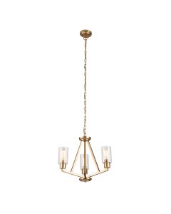Deryn 3 Light Chandelier - Natural Brass