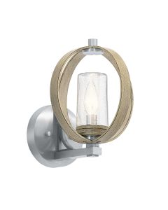 Grand Bank 1 Light Outdoor Wall Light - Distressed Antique Grey & Brushed Aluminium