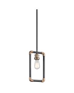 Imahn 1 Light Mini Pendant - Black and Natural Brass