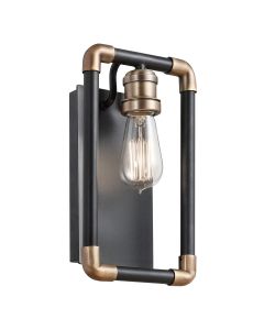 Imahn 1 Light Wall Light - Black and Natural Brass