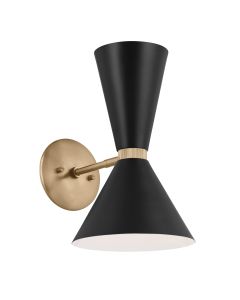 Phix 1 arm, 2 light up and down Wall Light - Champagne Bronze, Black