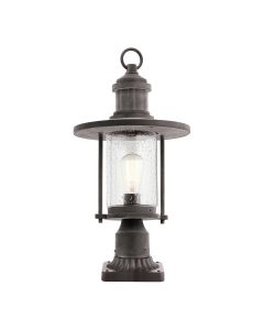 Riverwood 8" Pedestal Lantern - Weathered Zinc