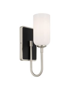 Solia 1 lt Wall Light in Brushed Nickel with black accent - Brushed Nickel & Black