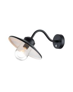Klampenborg 1 Light Wall Lantern with PIR - Black