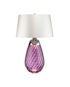 Lena 2 Light Large Plum Table Lamp with Off-white Shade - Plum-tinted Glass / Off-White Shade