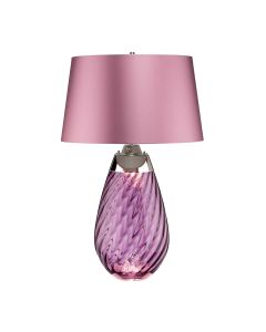 Lena 2 Light Large Plum Table Lamp - Plum-tinted Glass / Heather Shade