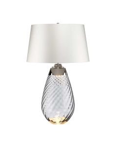 Lena 2 Light Large Smoke Table Lamp with Off-white Shade - Smoke-tinted Glass / Off-White Shade