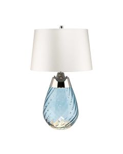 Lena 2 Light Small Blue Table Lamp with Off-white Shade - Blue-tinted Glass / Off-White Shade
