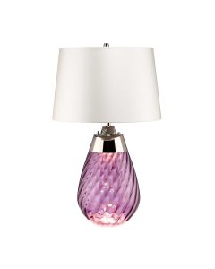 Lena 2 Light Small Plum Table Lamp with Off-white Shade - Plum-tinted Glass / Off-White Shade