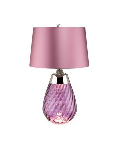 Lena 2 Light Small Plum Table Lamp - Plum-tinted Glass / Heather Shade