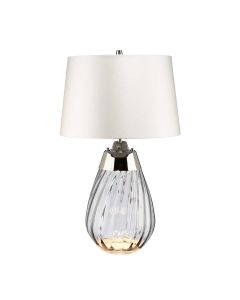Lena 2 Light Small Smoke Table Lamp with Off-white Shade - Smoke-tinted Glass / Off-White Shade