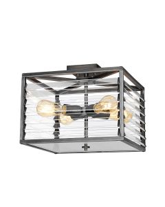 Louvre 4 Light Flush - Painted Gunmetal