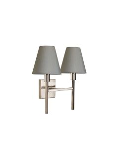 Lucerne 2 Light Wall Light - Brushed Nickel, Grey Shades
