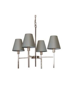 Lucerne 4 Light Chandelier - Brushed Nickel, Grey Shades