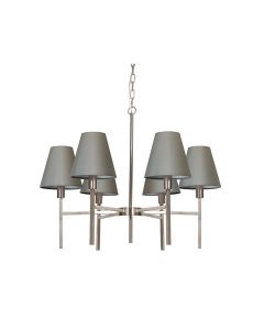 Lucerne 6 Light Chandelier - Brushed Nickel, Grey Shades
