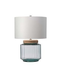 Luga Table Lamp - Natural - Metalwork Polished Nickel - Glassware Clear / Natural - Wood Light