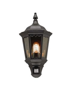 Medstead 1 Light Half Lantern with PIR - Black