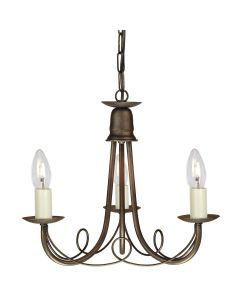 Minster 3 Light Chandelier - Black / Gold Patina